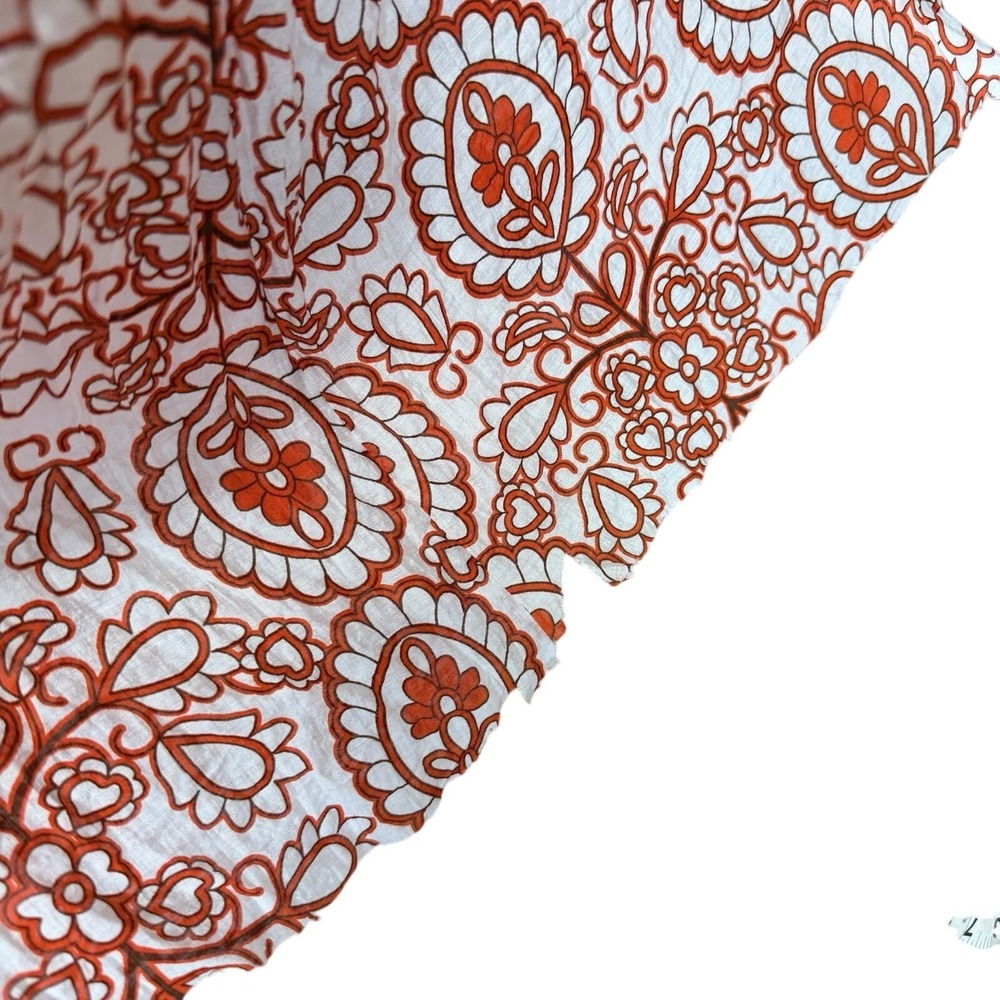Aakaa Orange and White Paisley Flowy Boho Duster Tie Waist Open Longsleeve XS - Picture 7 of 11